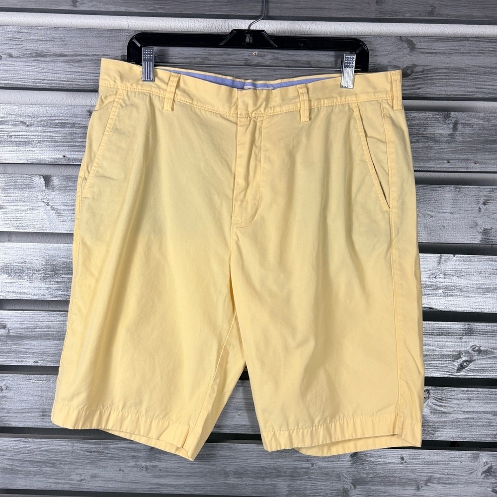 J.Crew Mens Yellow Chino Shorts Cotton Flat Front Size 34 Preppy Summer Golf